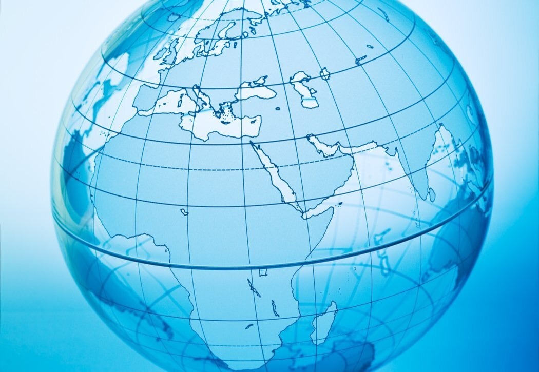Blue Glass Globe with Focus on Africa