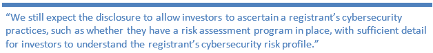 Cybersecurity Risk Profile Call-out